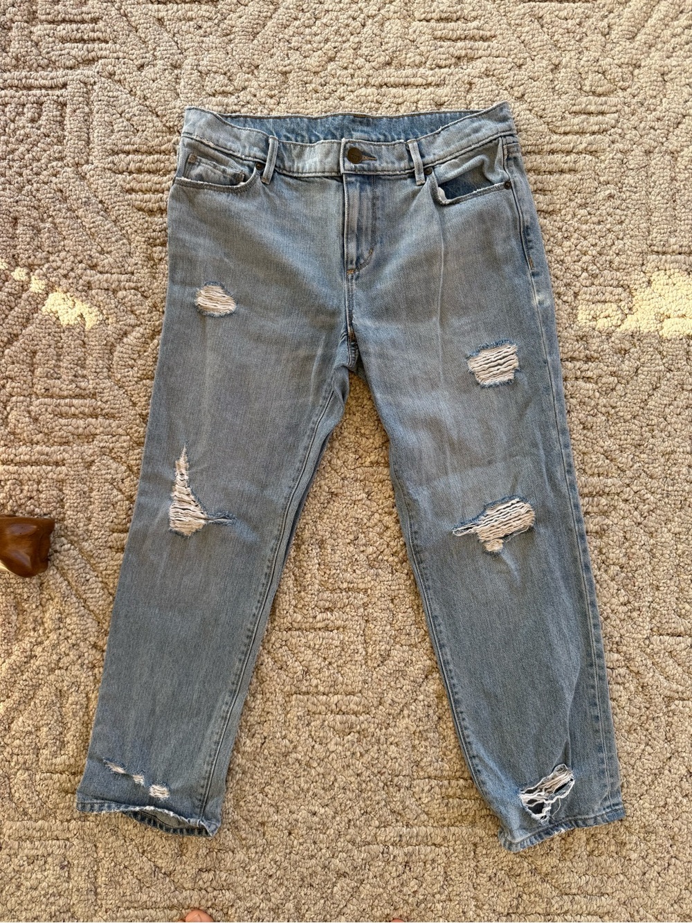 Ann Taylor Light Blue Distressed Boyfriend Jeans